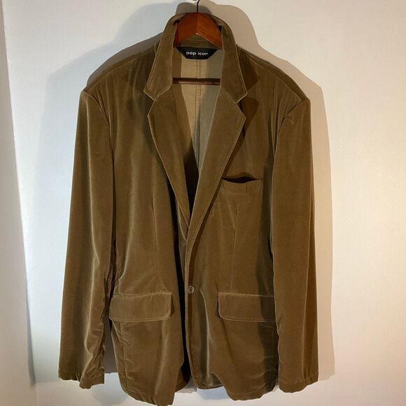 Vintage Pop Sugar Brown Velour Blazer. XL. Single, 2 Button academia lagenlook - Picture 4 of 16